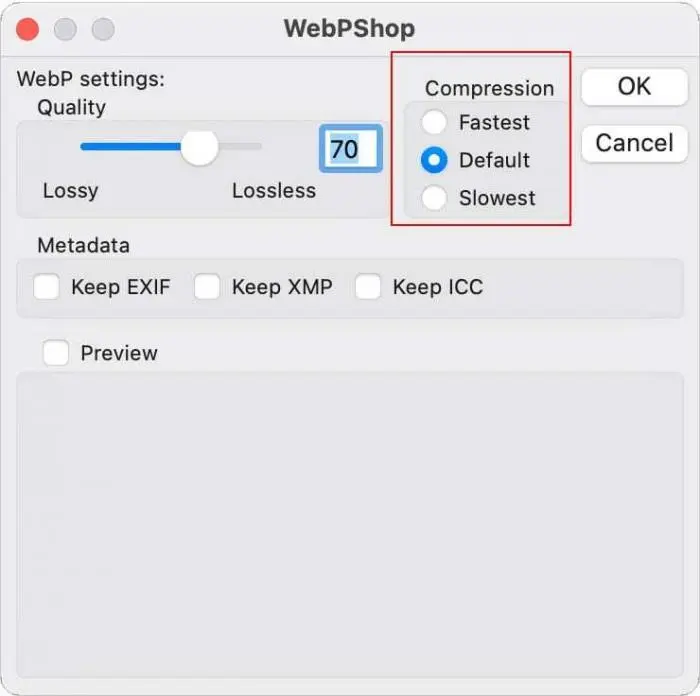 webp kompression