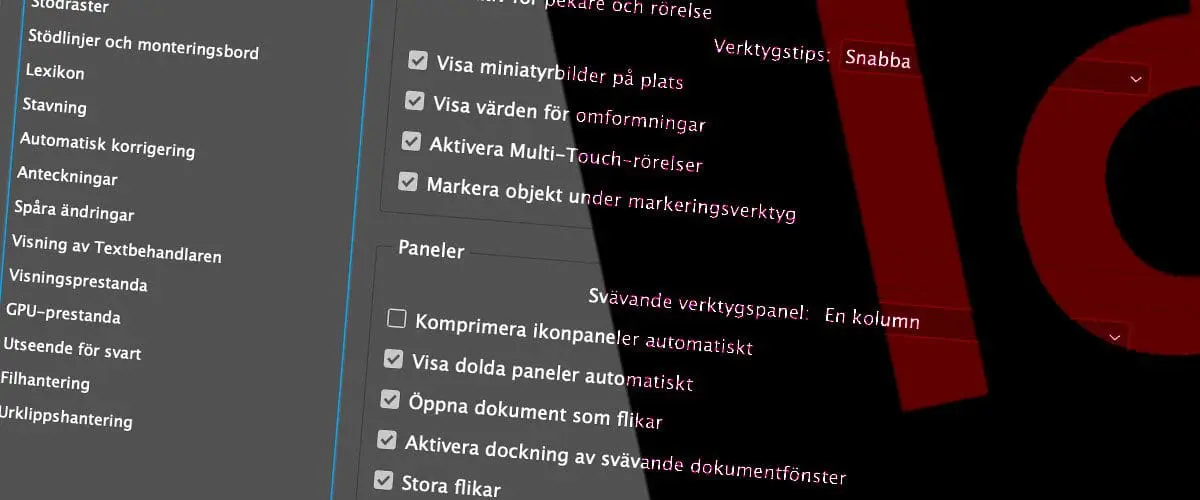 inställningar Indesign