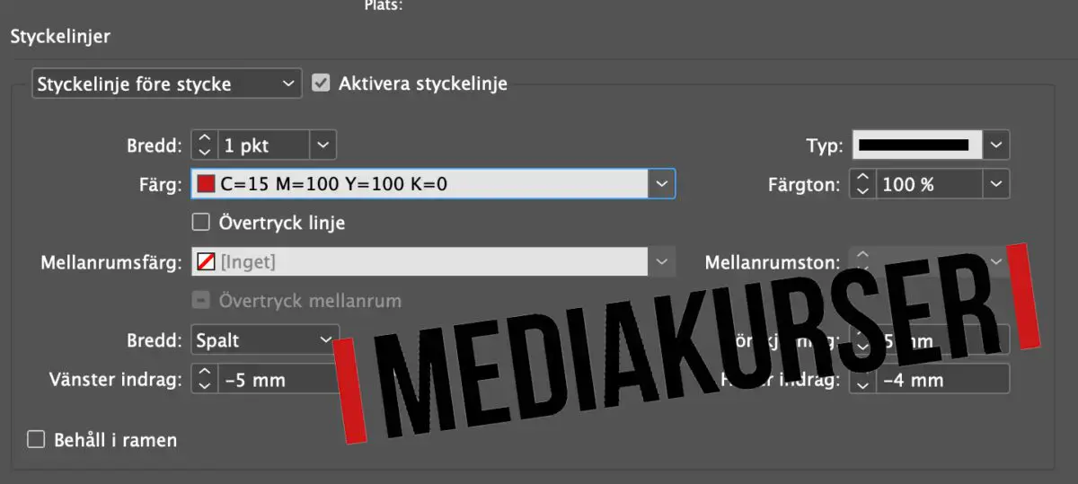 tecken före efter text