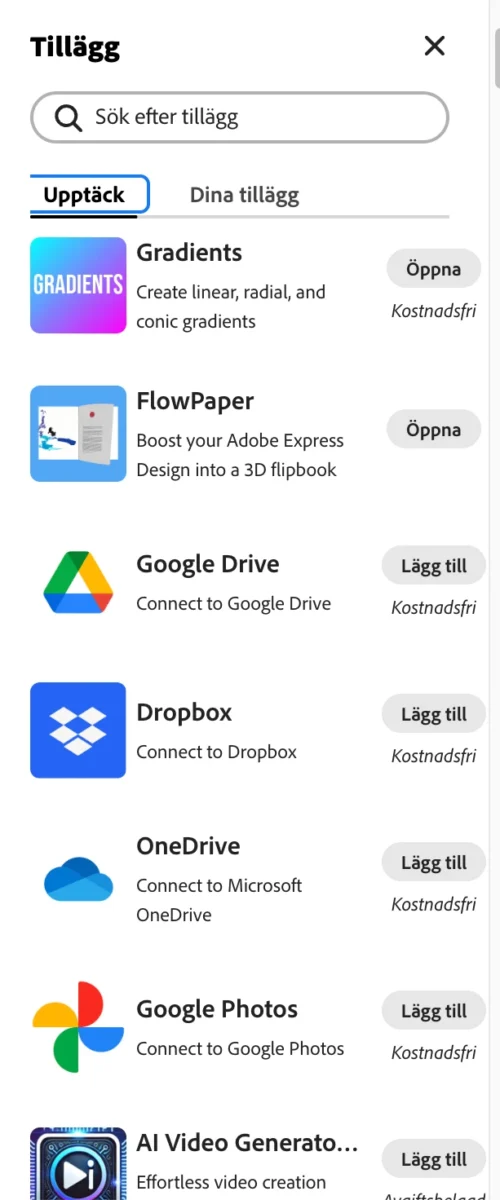 adobe express tillägg