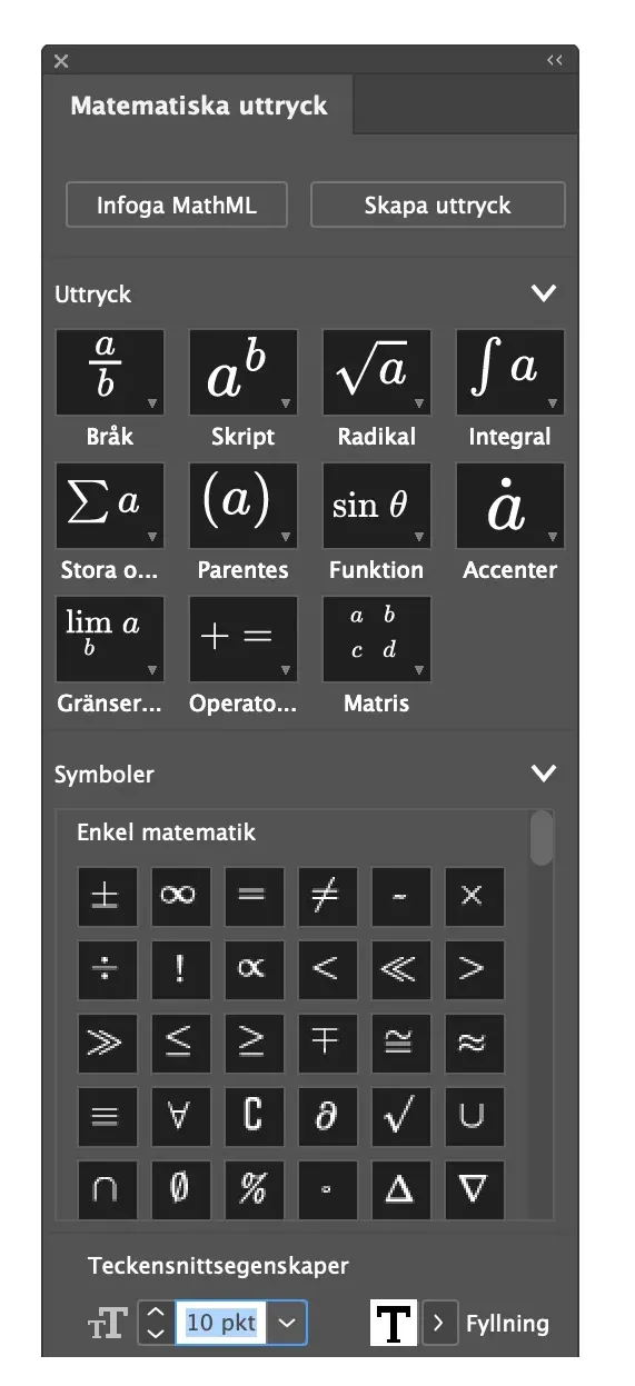 panelen matematiska uttryck
