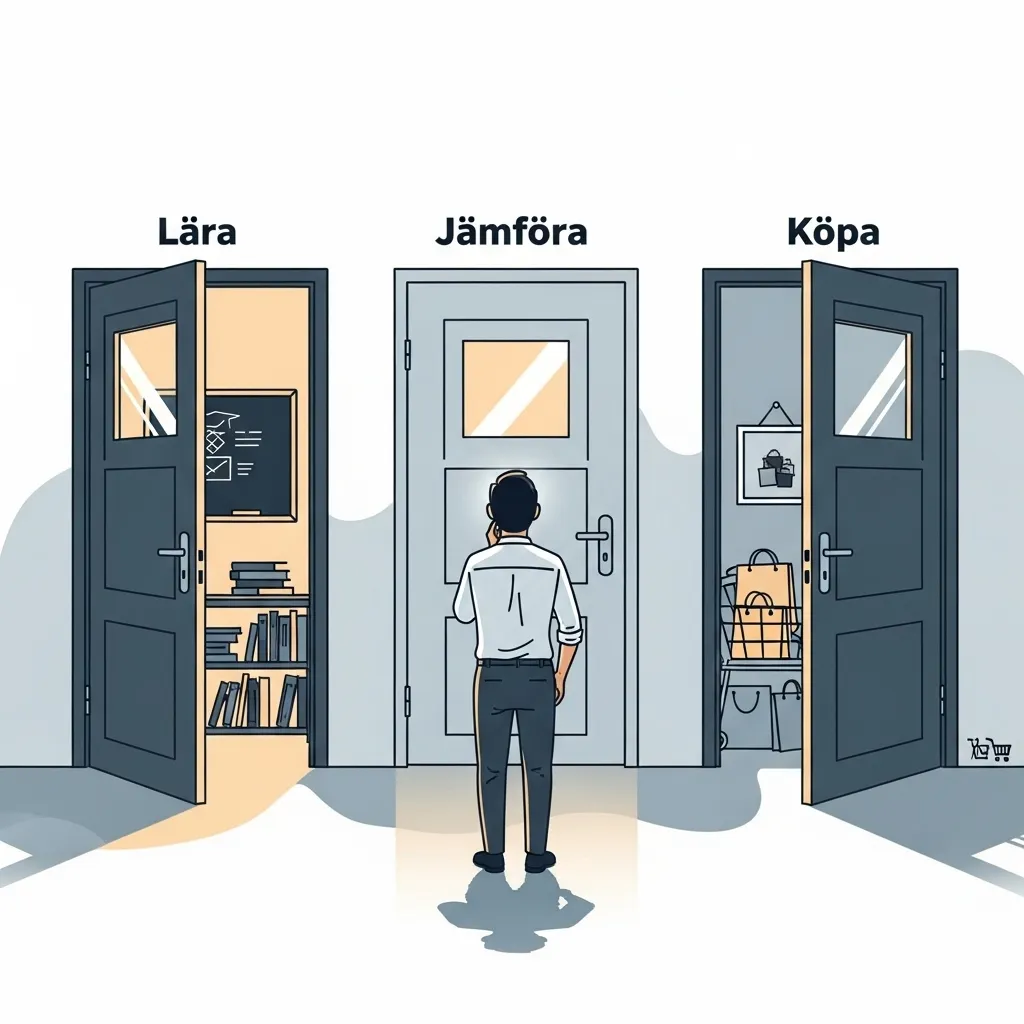 välja mellan att lära, jämföra och köpa