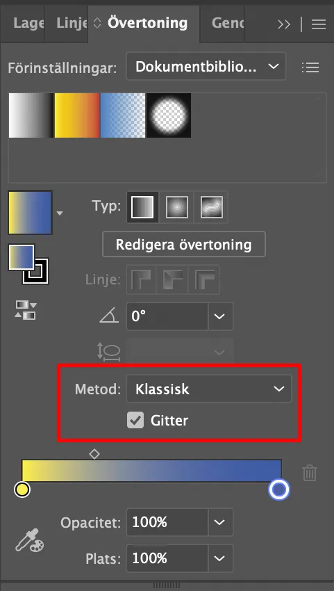 gitter i övertoningar i illustrator 2026