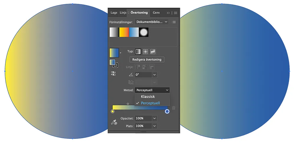 perceptuell mix i övertoningar i illustrator 2026
