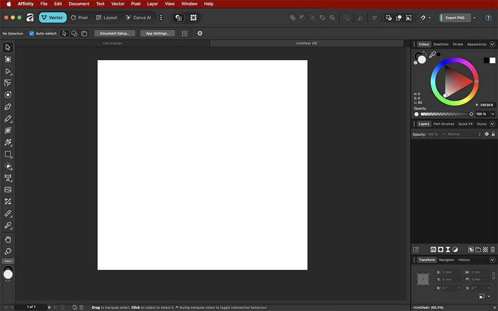 affinity nytt dokument