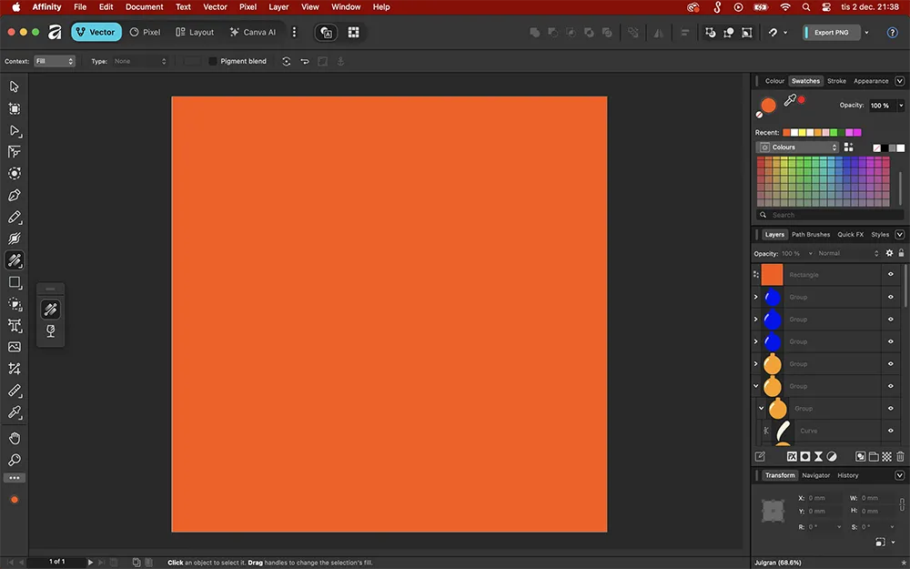 bakgrund i Affinity Studio