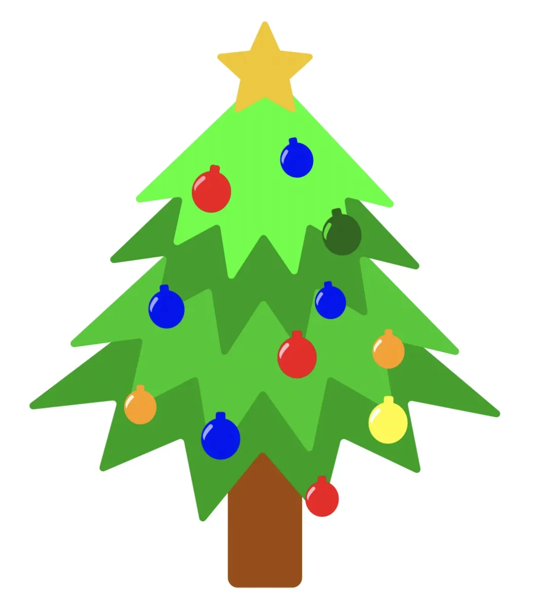 färdig julgran med julkulor i affinity studio