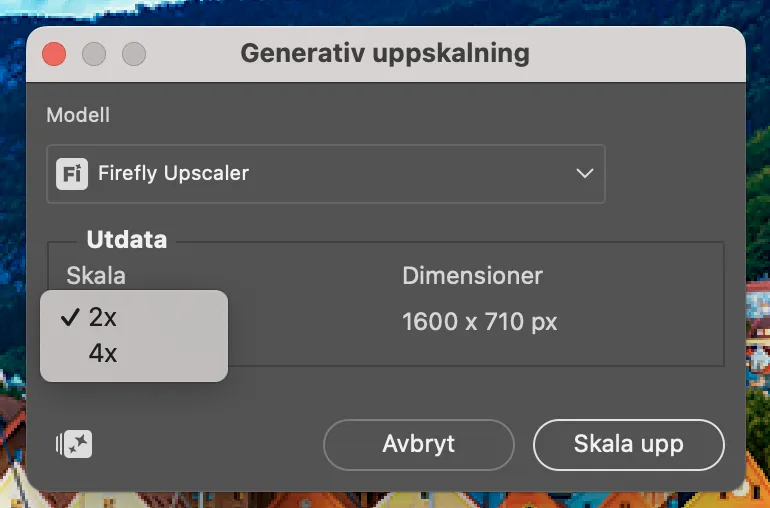 generativ uppskalning storlekar