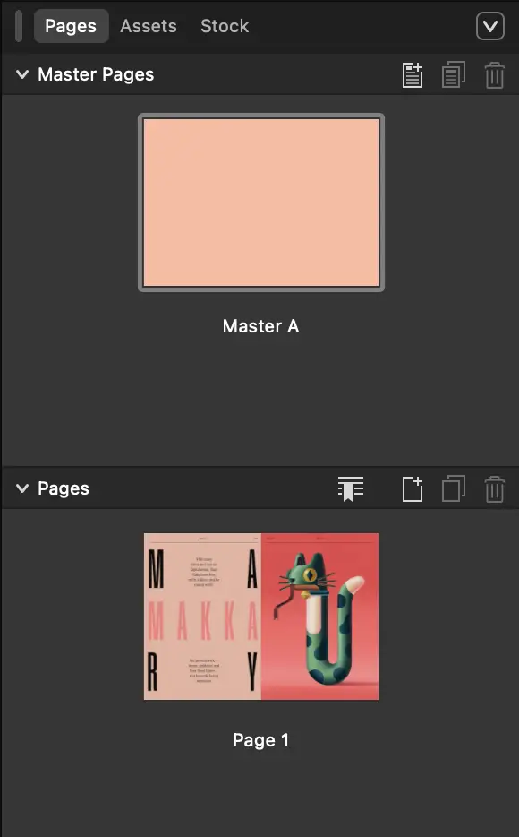 mallsidor fungerar som indesign till affinity studio