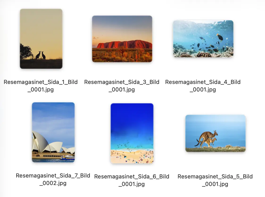 Resultatet av att exportera PDF-sidor till bilder