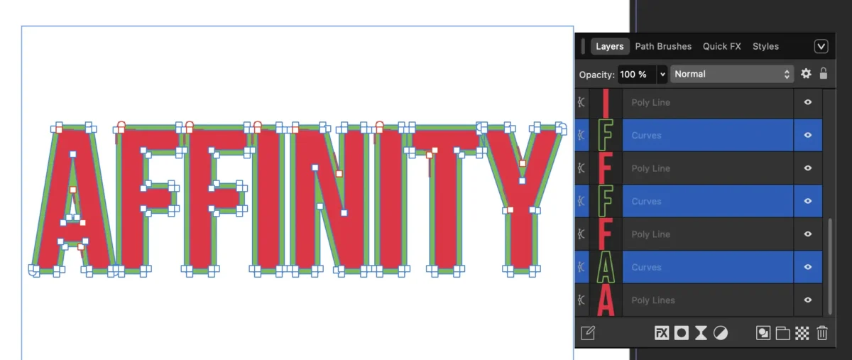 textkonturer linjer till former