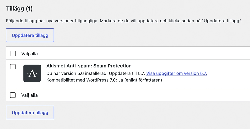 Wordpress 7.0 gränssnitt