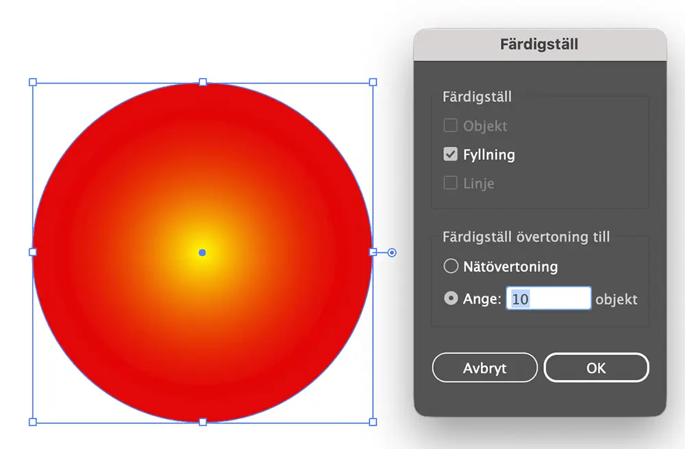 färdigställ övertoning