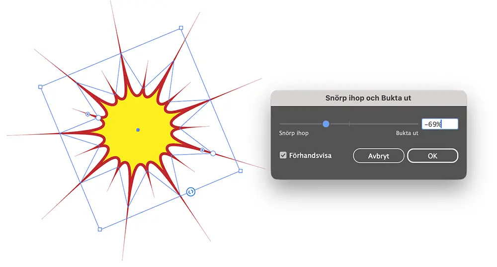 snörp ihop och bukta ut illustrator effekt