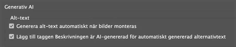inställningar ai-generade alt-texter