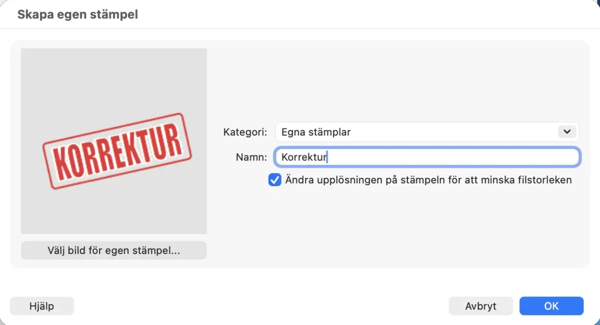 Skapa stämpelkategori