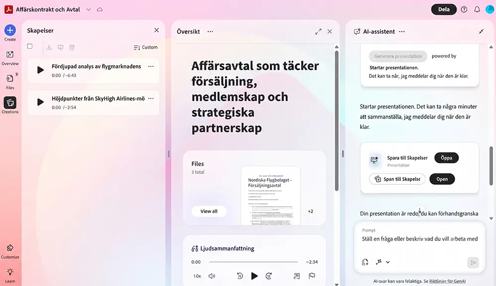 Three panel PDF Space