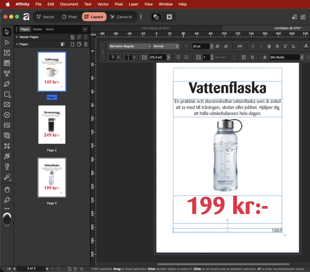 data merge klar