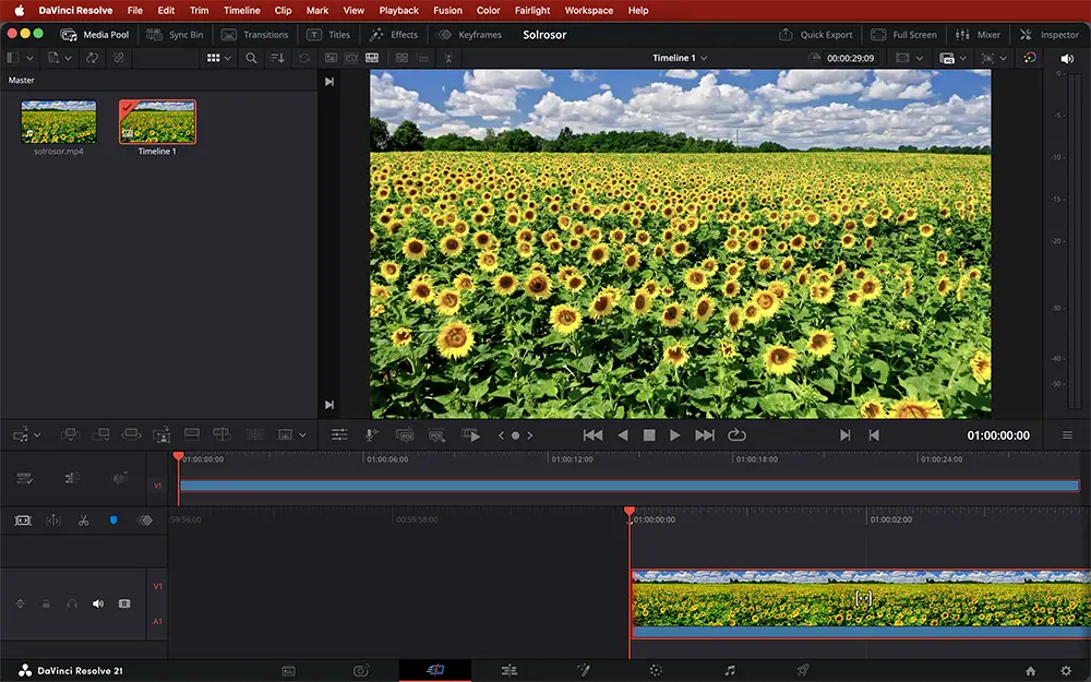 DaVinci Resolve 16:9-format