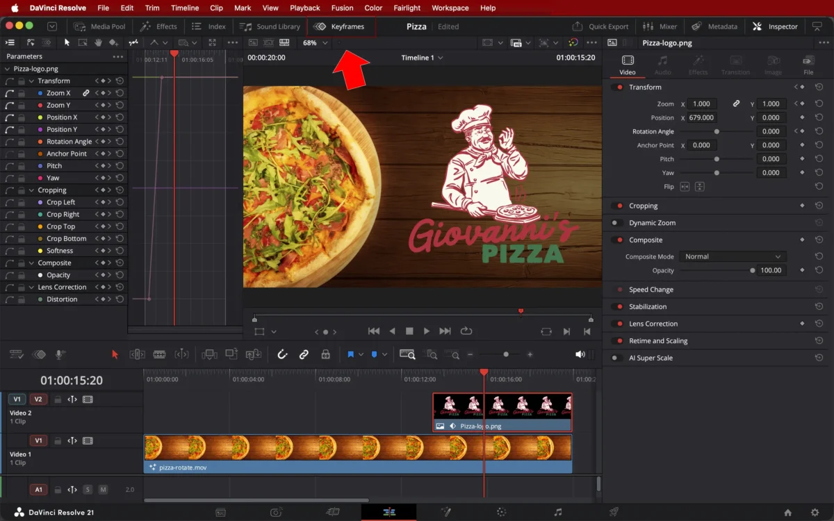 davinci resolve keyframes