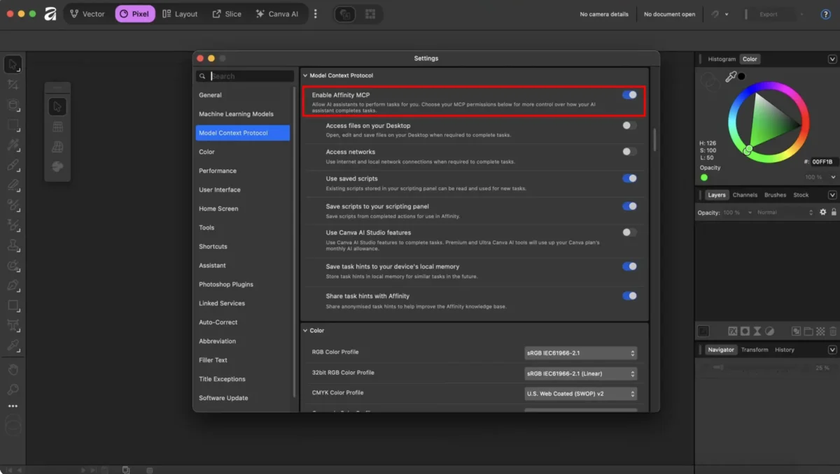 Inställning för Affinity AI Connector prompt