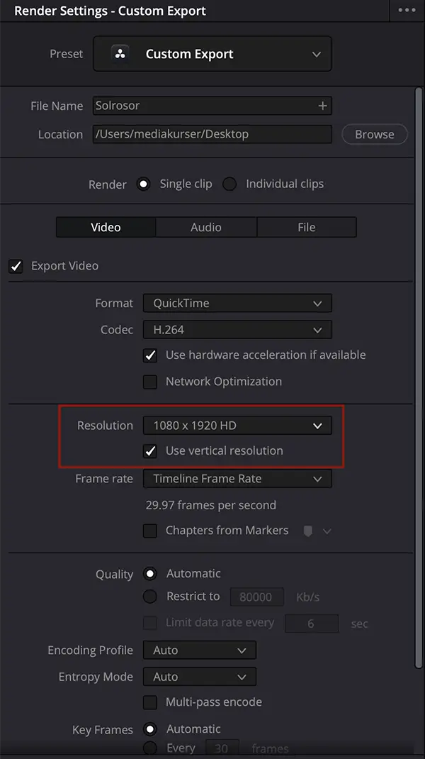 export i DaVinci Resolve