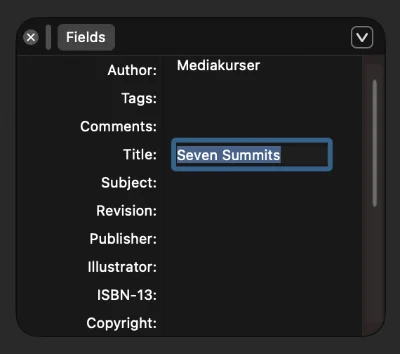 dokumentets titel för en tillgänglig PDF i Affinity Studio