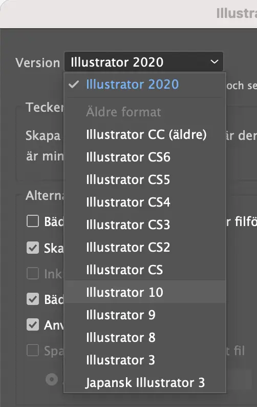 illustrator versioner alternativ