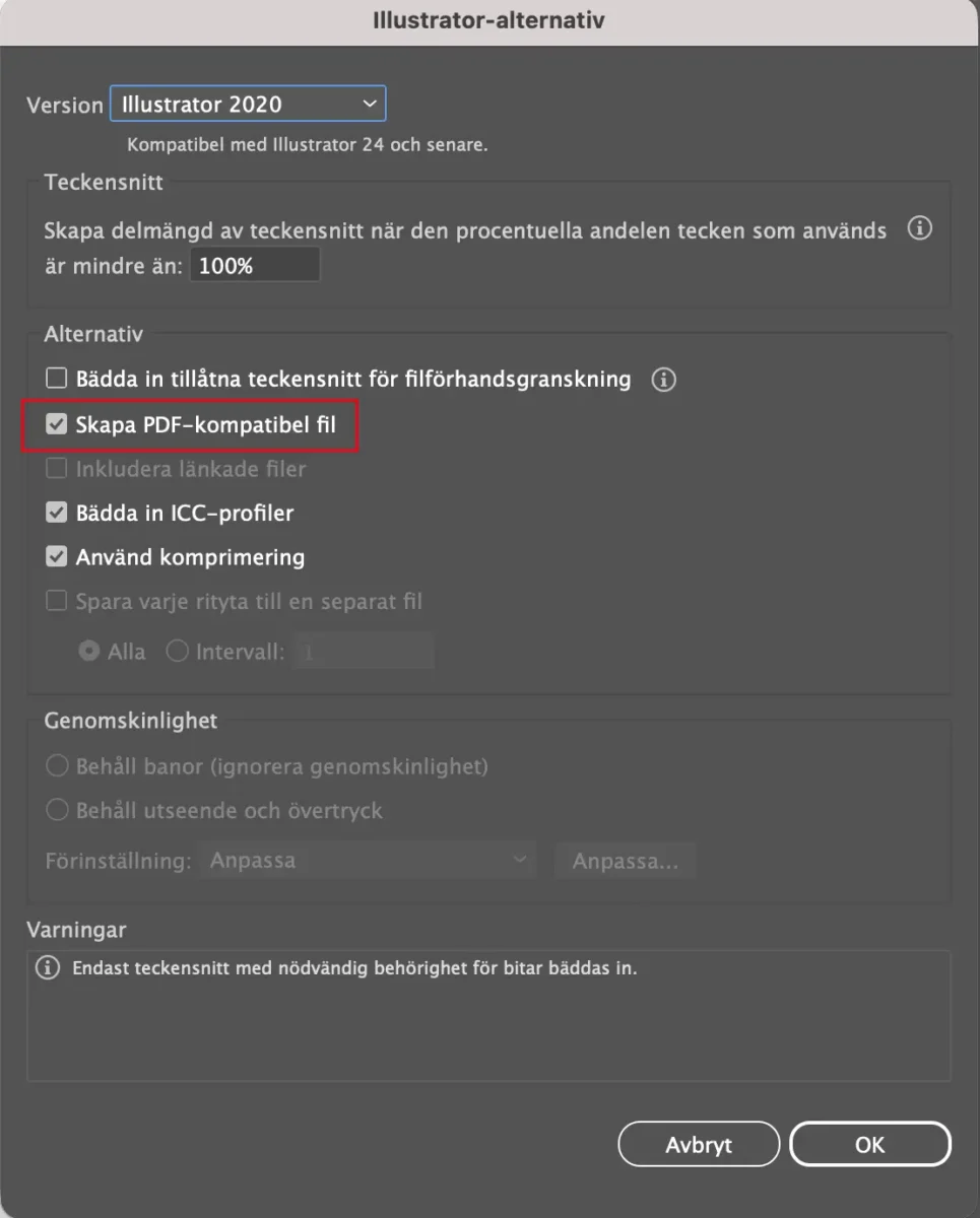 skapa pdf-kompatibel